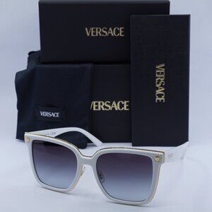 Versace VE2278D GB1/87 Square Sunglasses - White/Gold/Grey